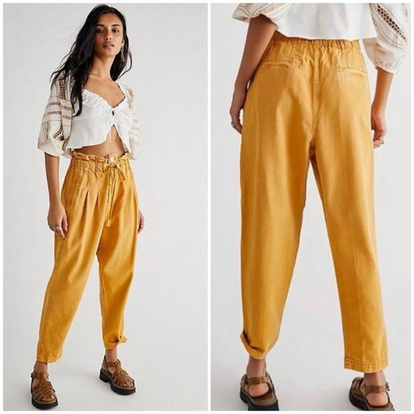 Free People High Rise Margate Pleated Trouser Pants Size M - Picture 1 of 14